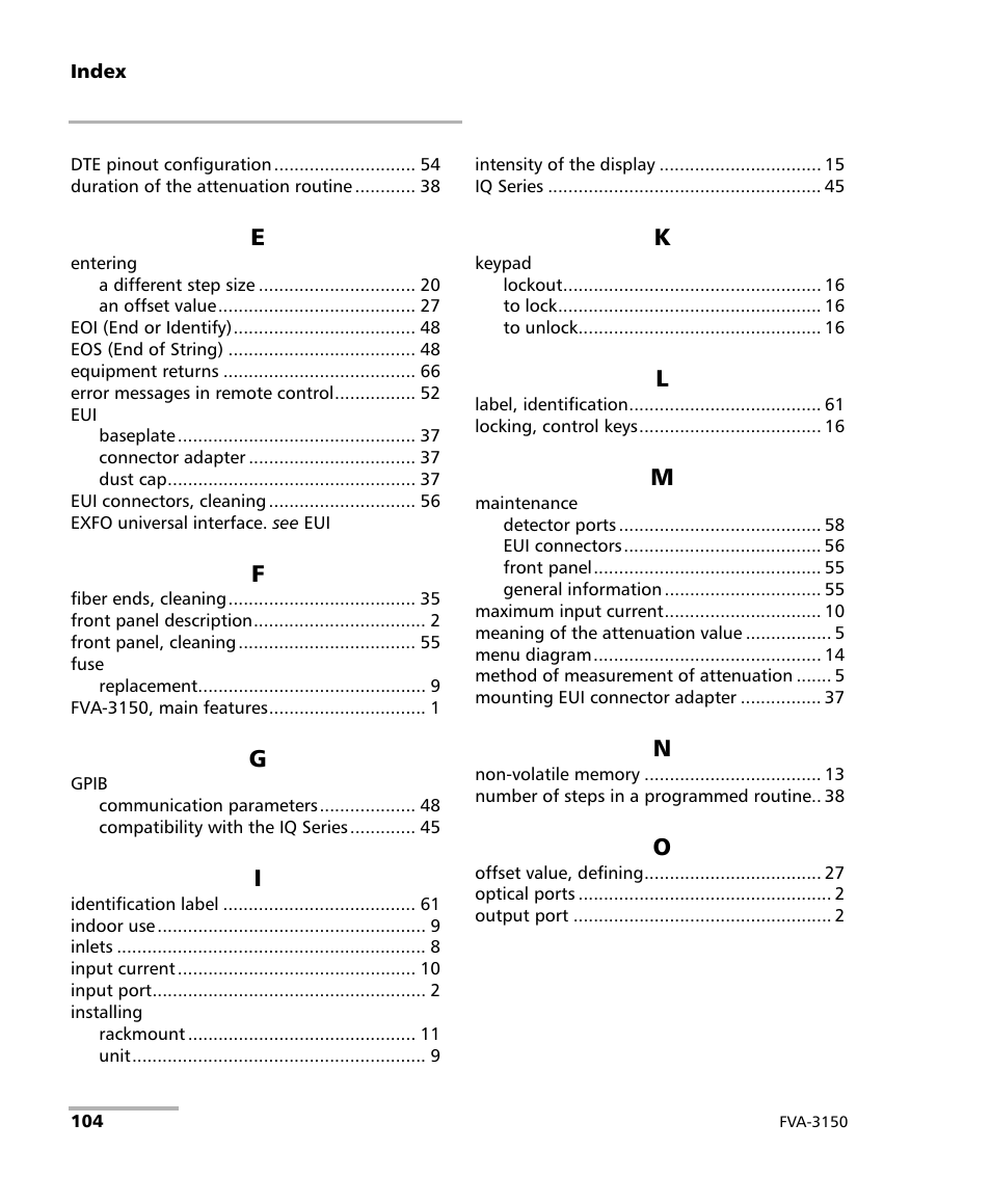 EXFO FVA-3150 Variable Attenuator User Manual | Page 110 / 115