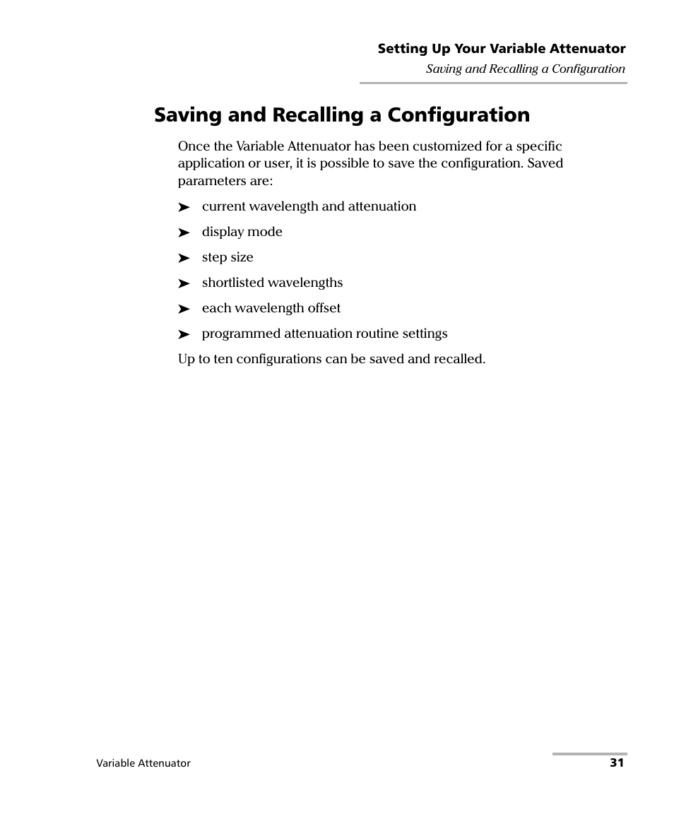 Saving and recalling a configuration | EXFO FVA-3150 Variable Attenuator User Manual | Page 37 / 115