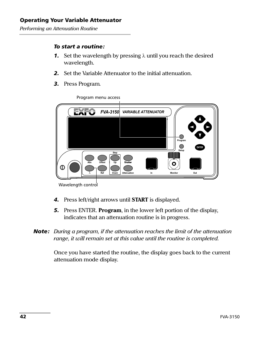 Operating your variable attenuator, Performing an attenuation routine | EXFO FVA-3150 Variable Attenuator User Manual | Page 48 / 115