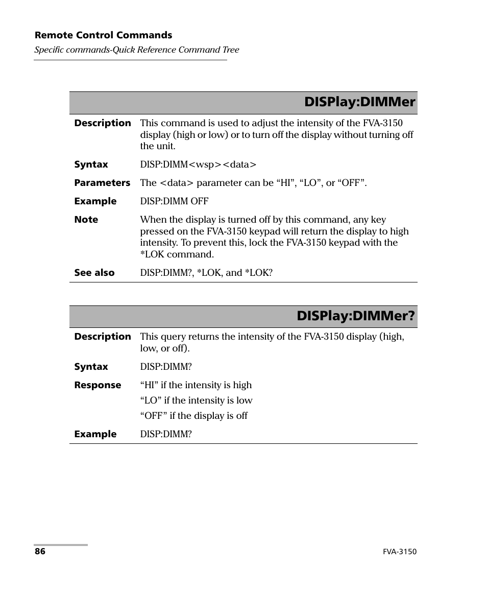 Display:dimmer | EXFO FVA-3150 Variable Attenuator User Manual | Page 92 / 115