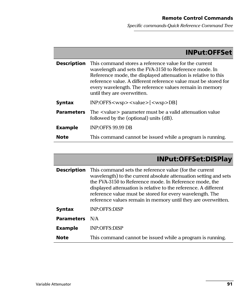 Input:offset, Input:offset:display | EXFO FVA-3150 Variable Attenuator User Manual | Page 97 / 115