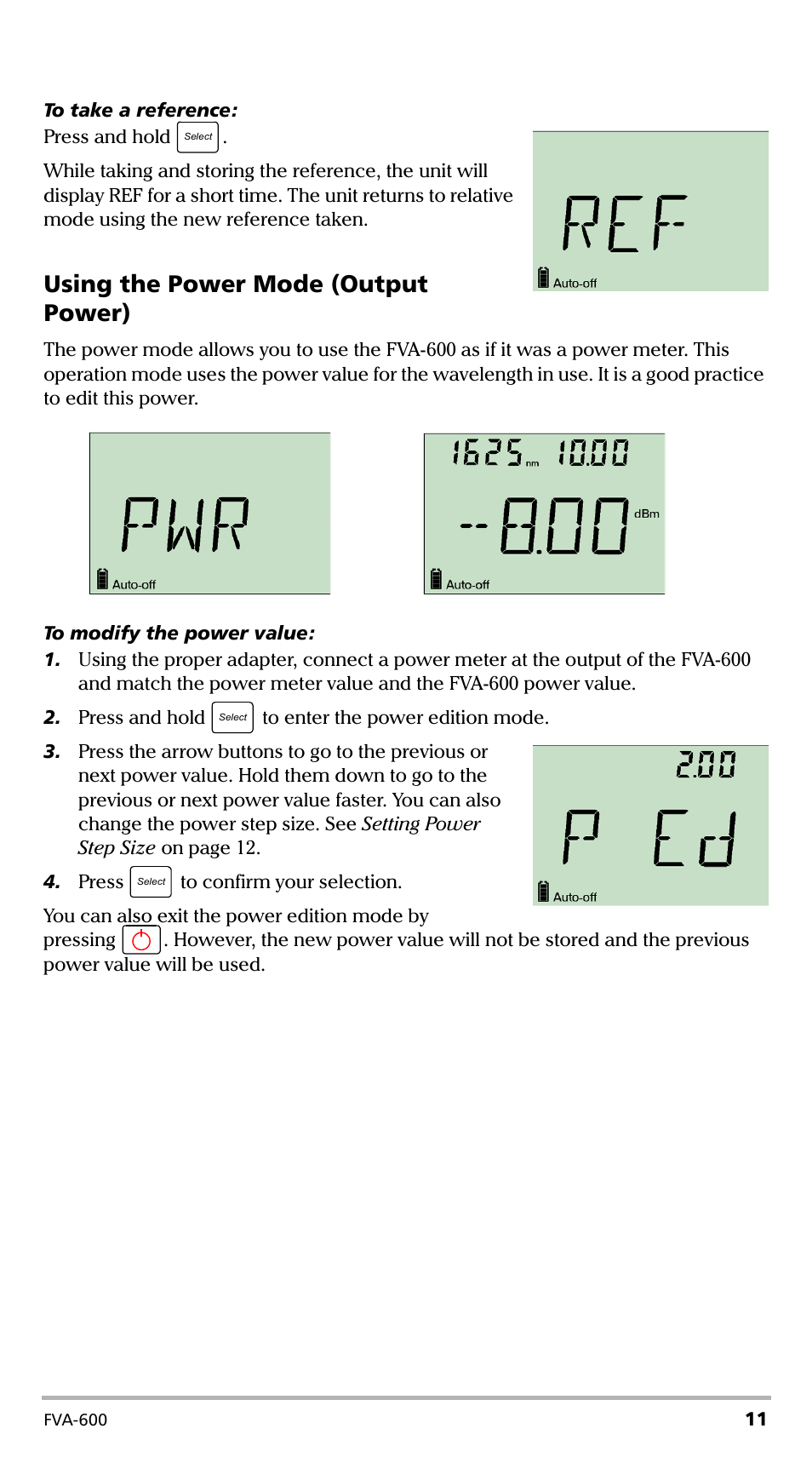 Using the power mode (output power) | EXFO FVA-600 User Manual | Page 17 / 215