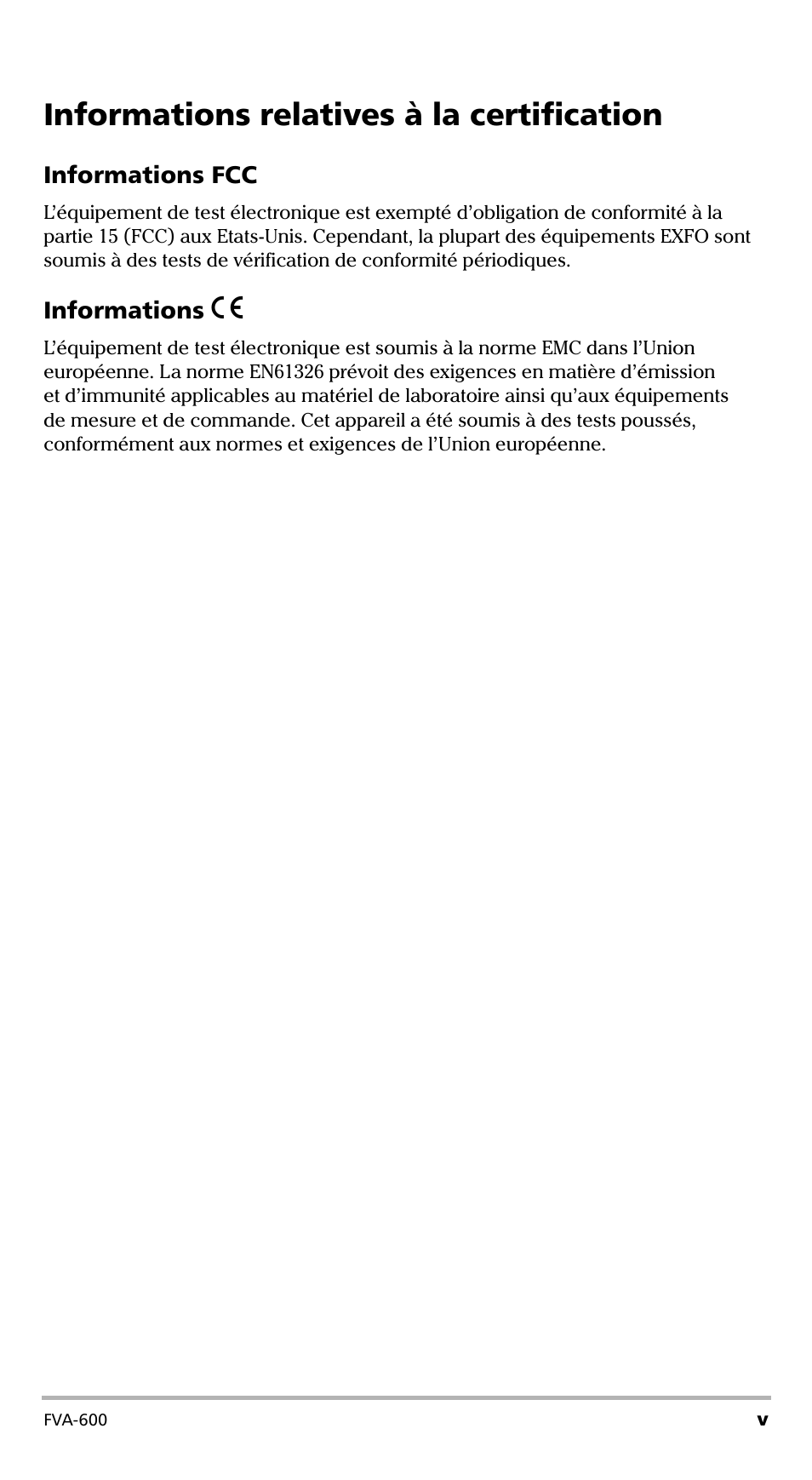 Informations relatives à la certification | EXFO FVA-600 User Manual | Page 41 / 215