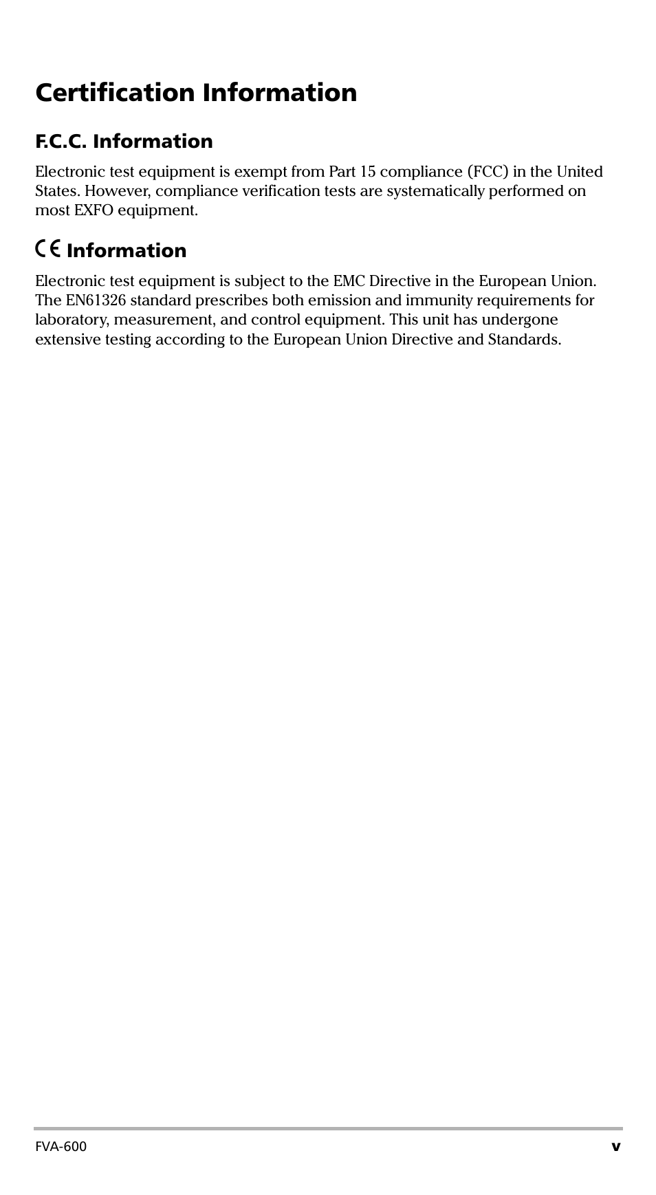 Certification information | EXFO FVA-600 User Manual | Page 5 / 215