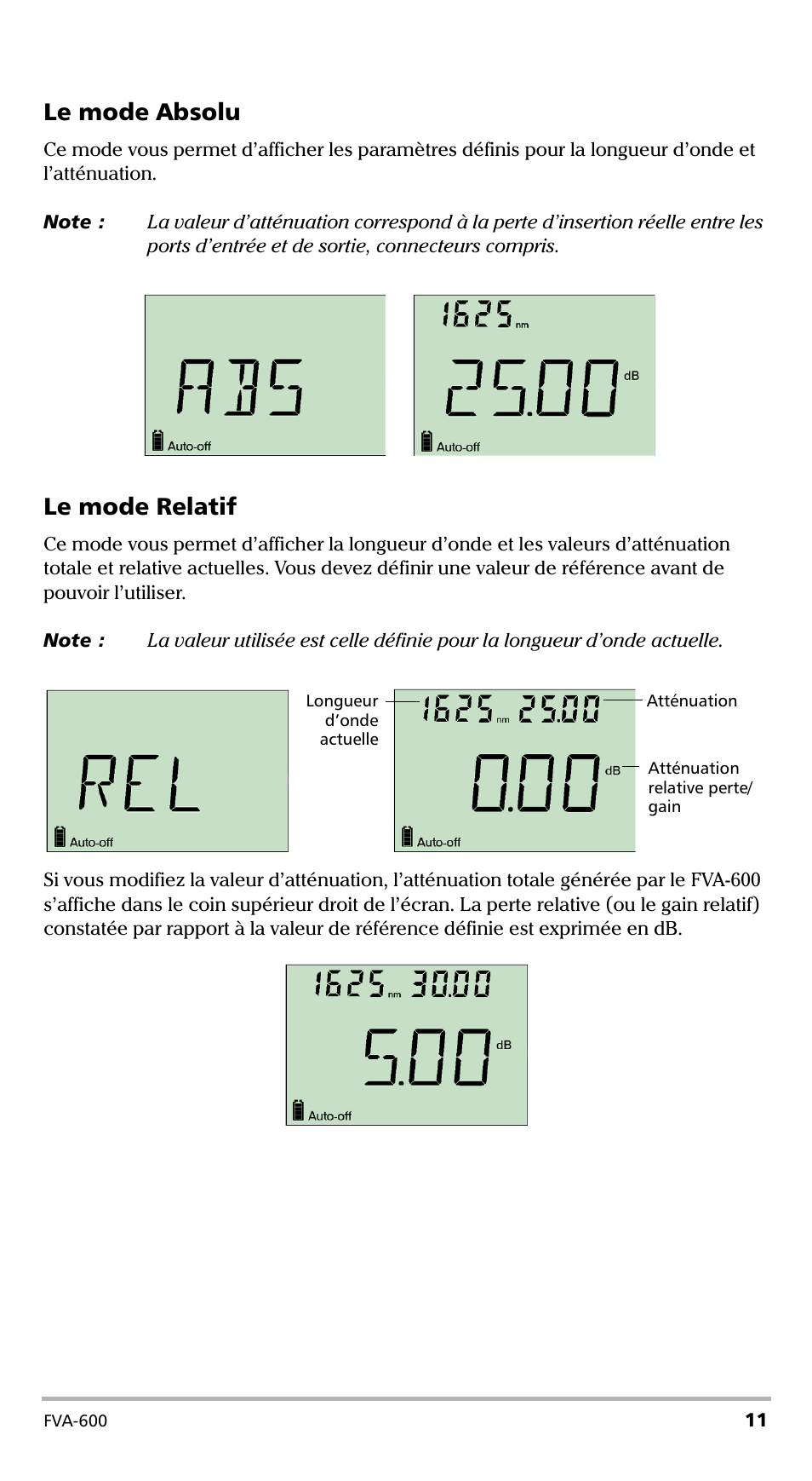 Le mode absolu, Le mode relatif | EXFO FVA-600 User Manual | Page 53 / 215