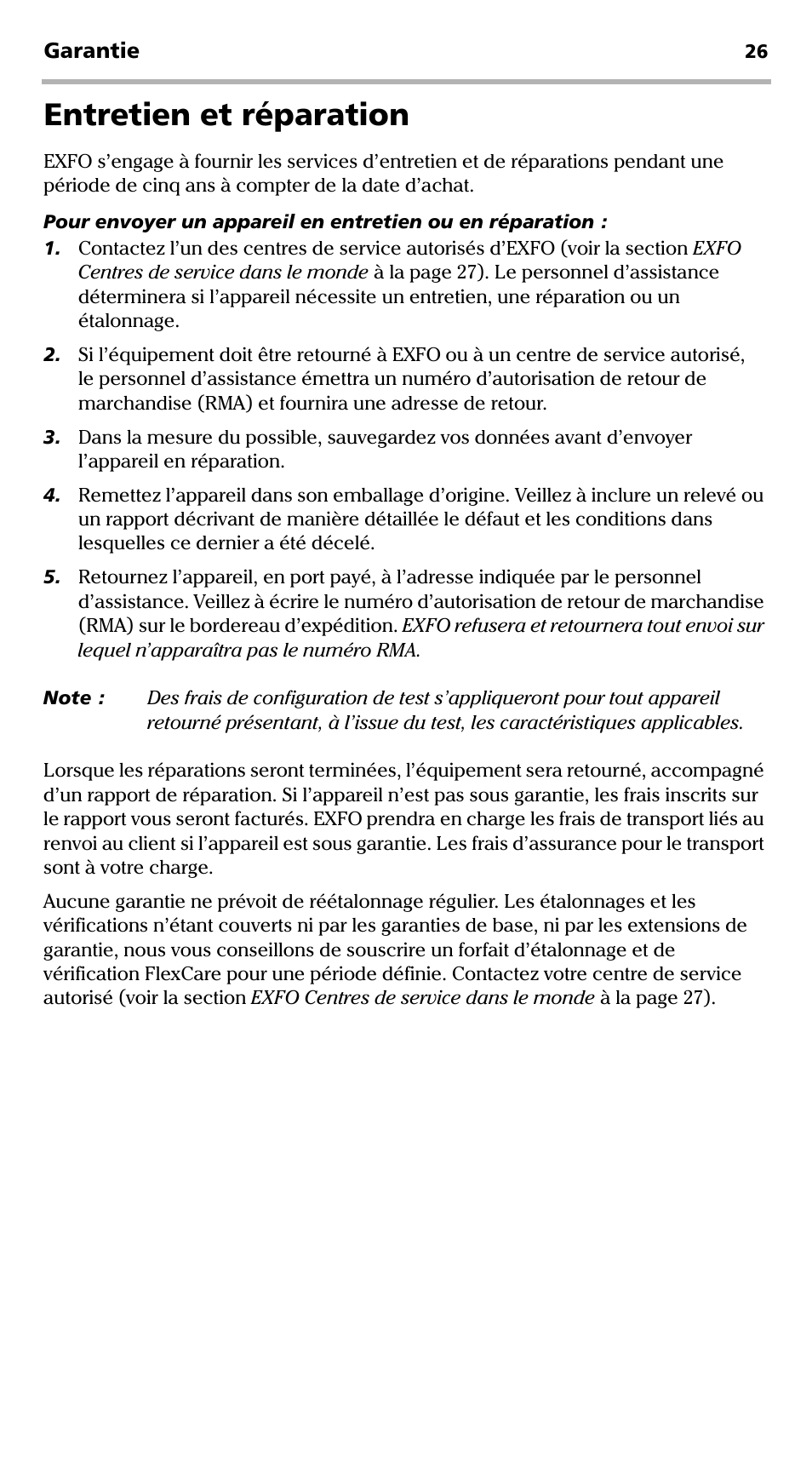 Entretien et réparation | EXFO FVA-600 User Manual | Page 68 / 215