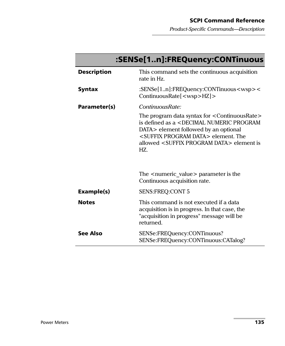 Sense[1..n]:frequency:continuous | EXFO IQS-1500 Power Meters for IQS-500/600 User Manual | Page 143 / 172