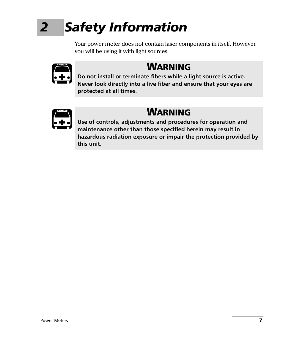 2 safety information, 2safety information | EXFO IQS-1500 Power Meters for IQS-500/600 User Manual | Page 15 / 172