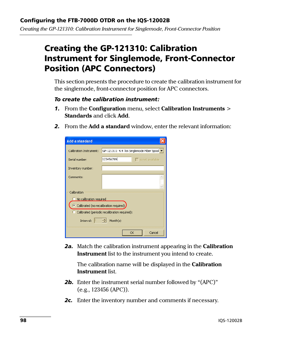 Apc connectors) | EXFO IQS-12002B Calibration System User Manual | Page 102 / 108