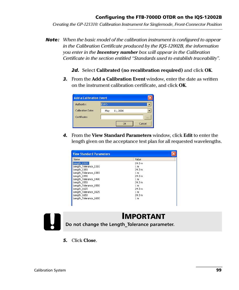 Mportant | EXFO IQS-12002B Calibration System User Manual | Page 103 / 108