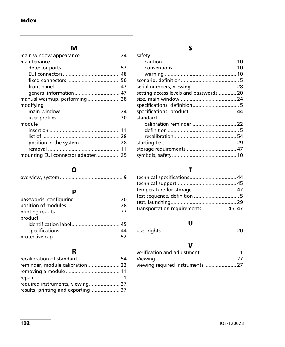 EXFO IQS-12002B Calibration System User Manual | Page 106 / 108