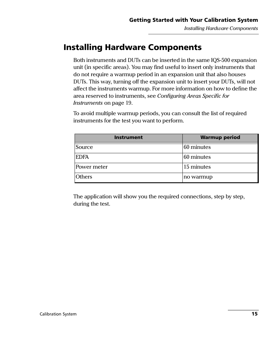 Installing hardware components | EXFO IQS-12002B Calibration System User Manual | Page 19 / 108