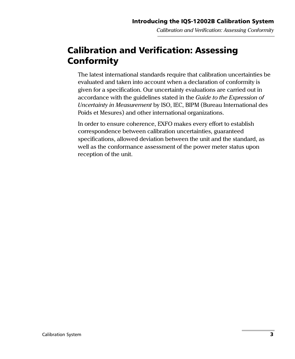 Calibration and verification: assessing conformity | EXFO IQS-12002B Calibration System User Manual | Page 7 / 108