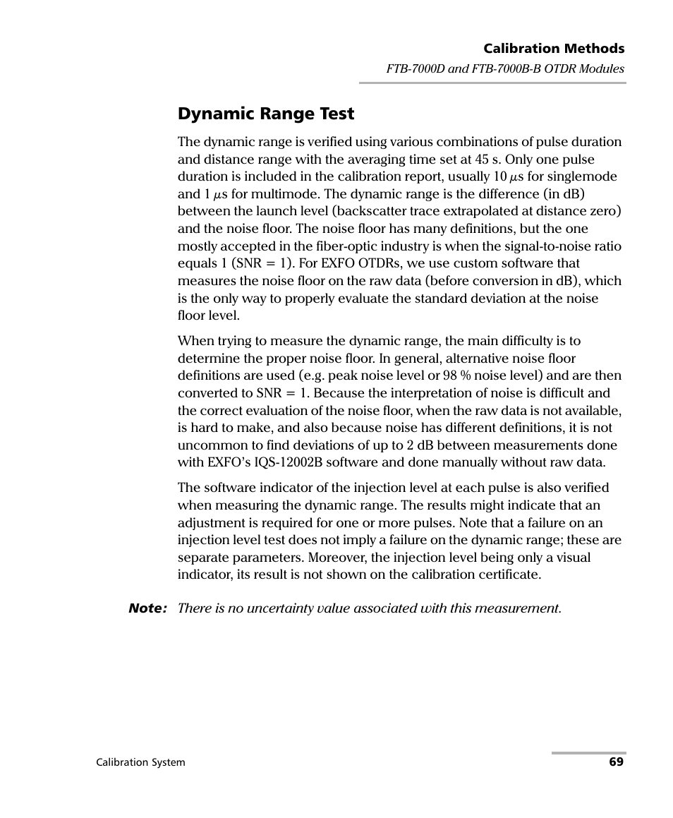Dynamic range test | EXFO IQS-12002B Calibration System User Manual | Page 73 / 108