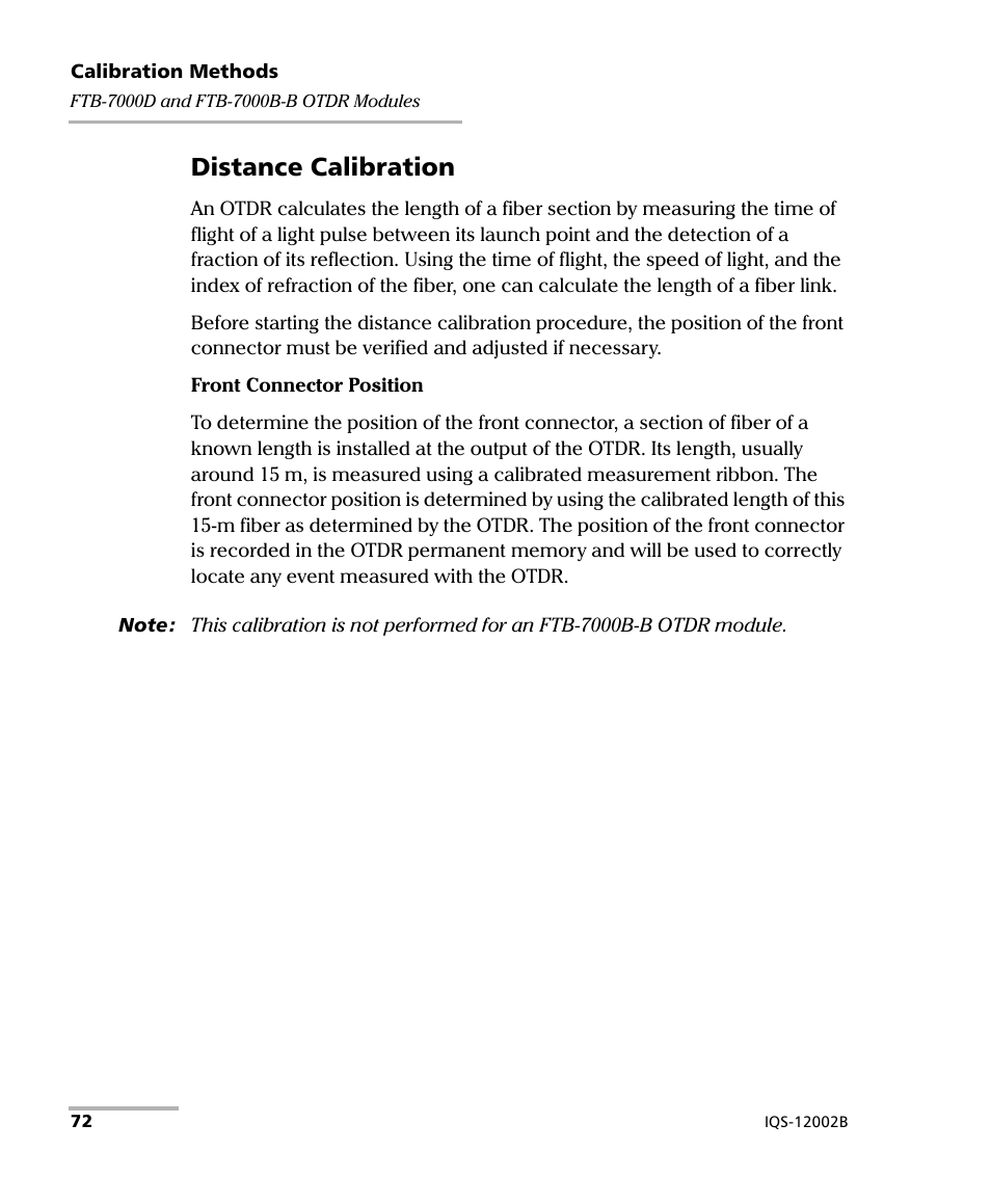 Distance calibration | EXFO IQS-12002B Calibration System User Manual | Page 76 / 108