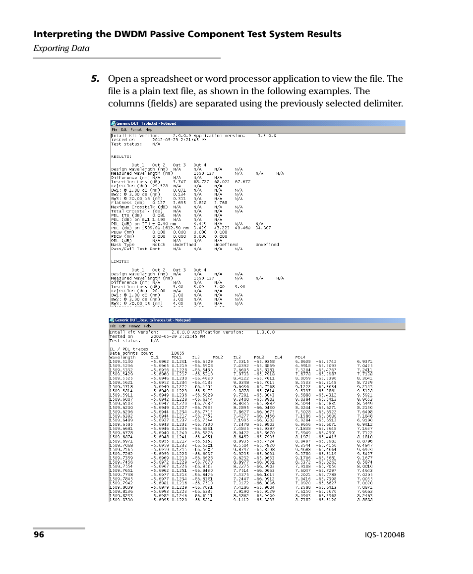 EXFO IQS-12004B DWDM Passive Component Test System for IQS-500 User Manual | Page 108 / 437