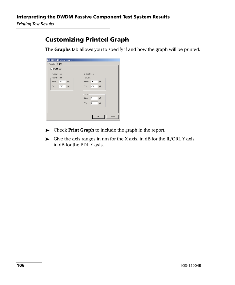 Customizing printed graph | EXFO IQS-12004B DWDM Passive Component Test System for IQS-500 User Manual | Page 118 / 437