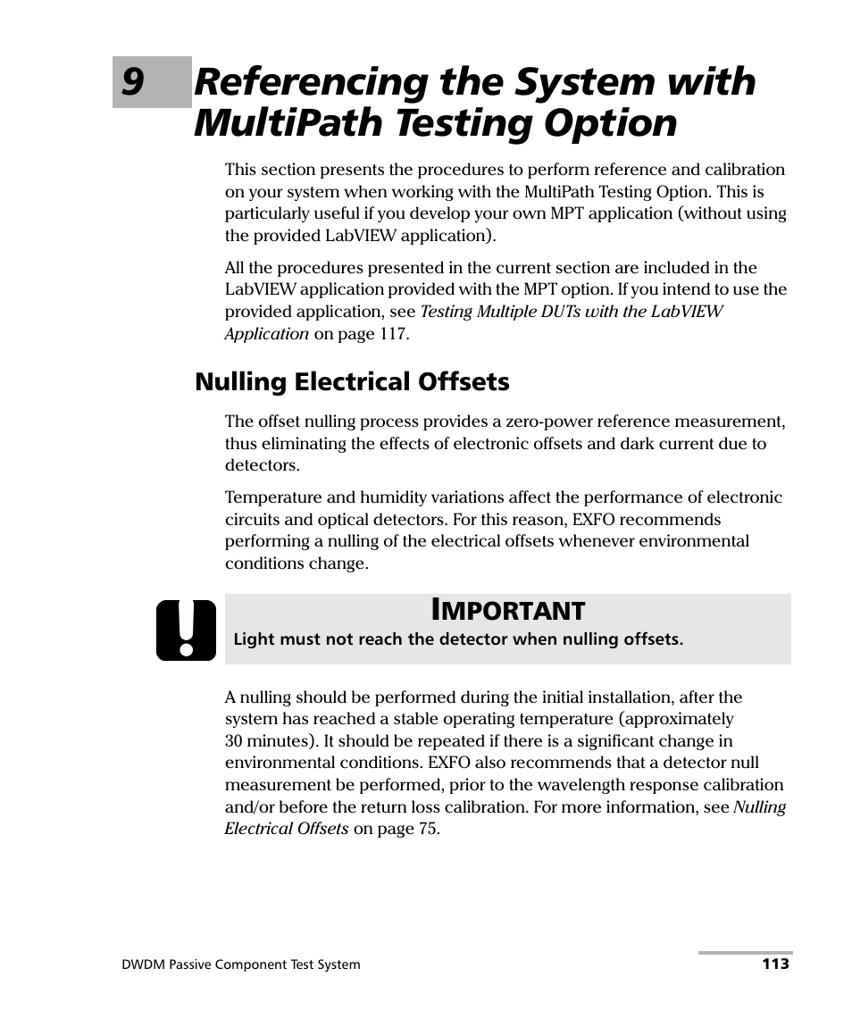 Nulling electrical offsets | EXFO IQS-12004B DWDM Passive Component Test System for IQS-500 User Manual | Page 125 / 437