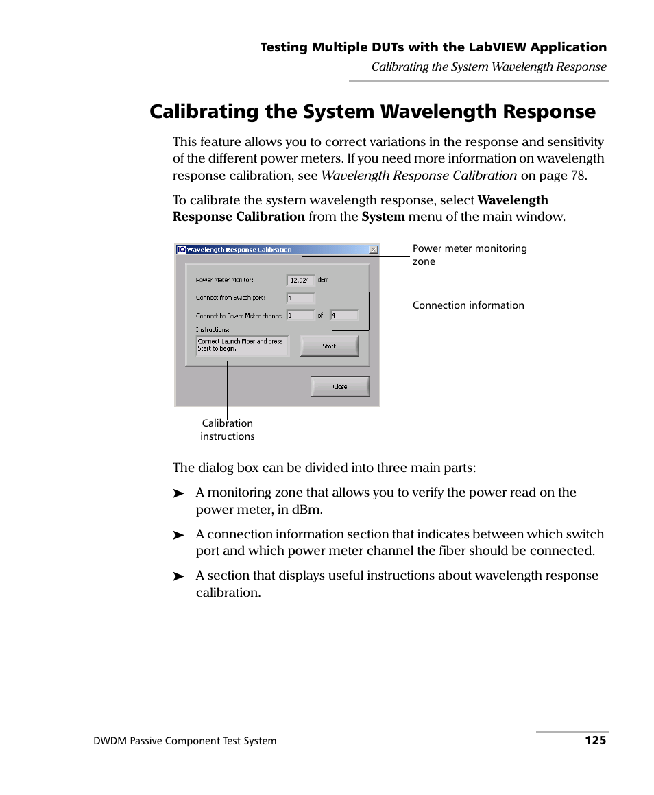 Calibrating the system wavelength response | EXFO IQS-12004B DWDM Passive Component Test System for IQS-500 User Manual | Page 137 / 437