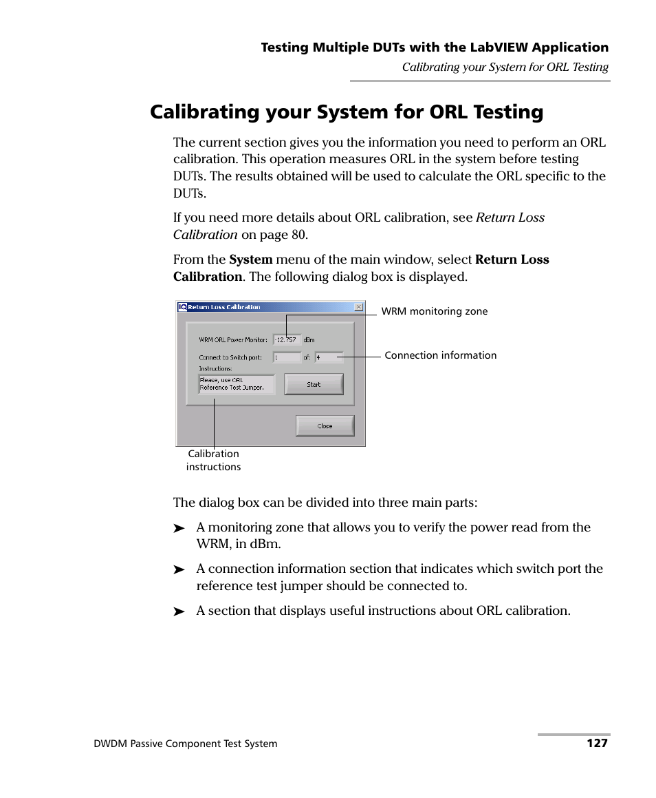 Calibrating your system for orl testing | EXFO IQS-12004B DWDM Passive Component Test System for IQS-500 User Manual | Page 139 / 437