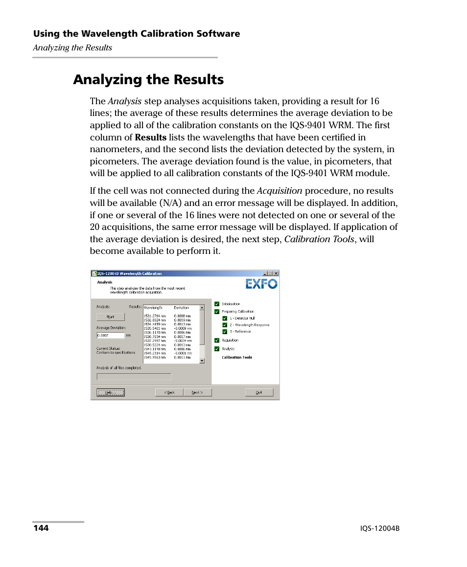 Analyzing the results | EXFO IQS-12004B DWDM Passive Component Test System for IQS-500 User Manual | Page 156 / 437