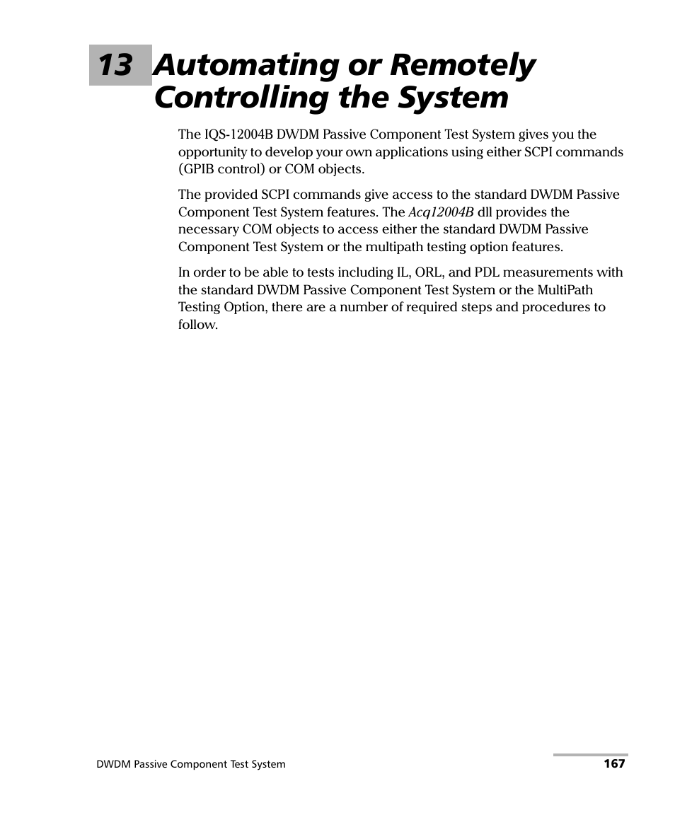 13 automating or remotely controlling the system | EXFO IQS-12004B DWDM Passive Component Test System for IQS-500 User Manual | Page 179 / 437
