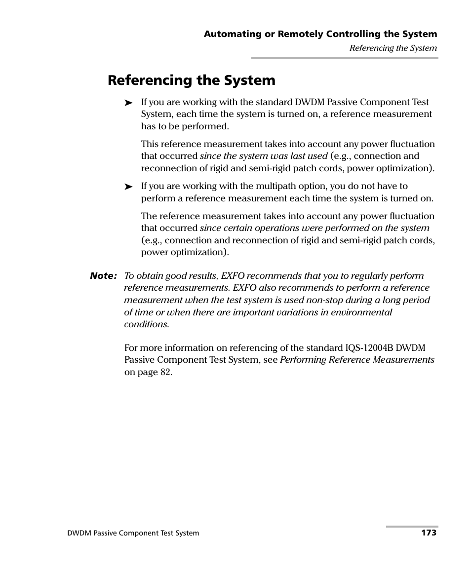 Referencing the system | EXFO IQS-12004B DWDM Passive Component Test System for IQS-500 User Manual | Page 185 / 437