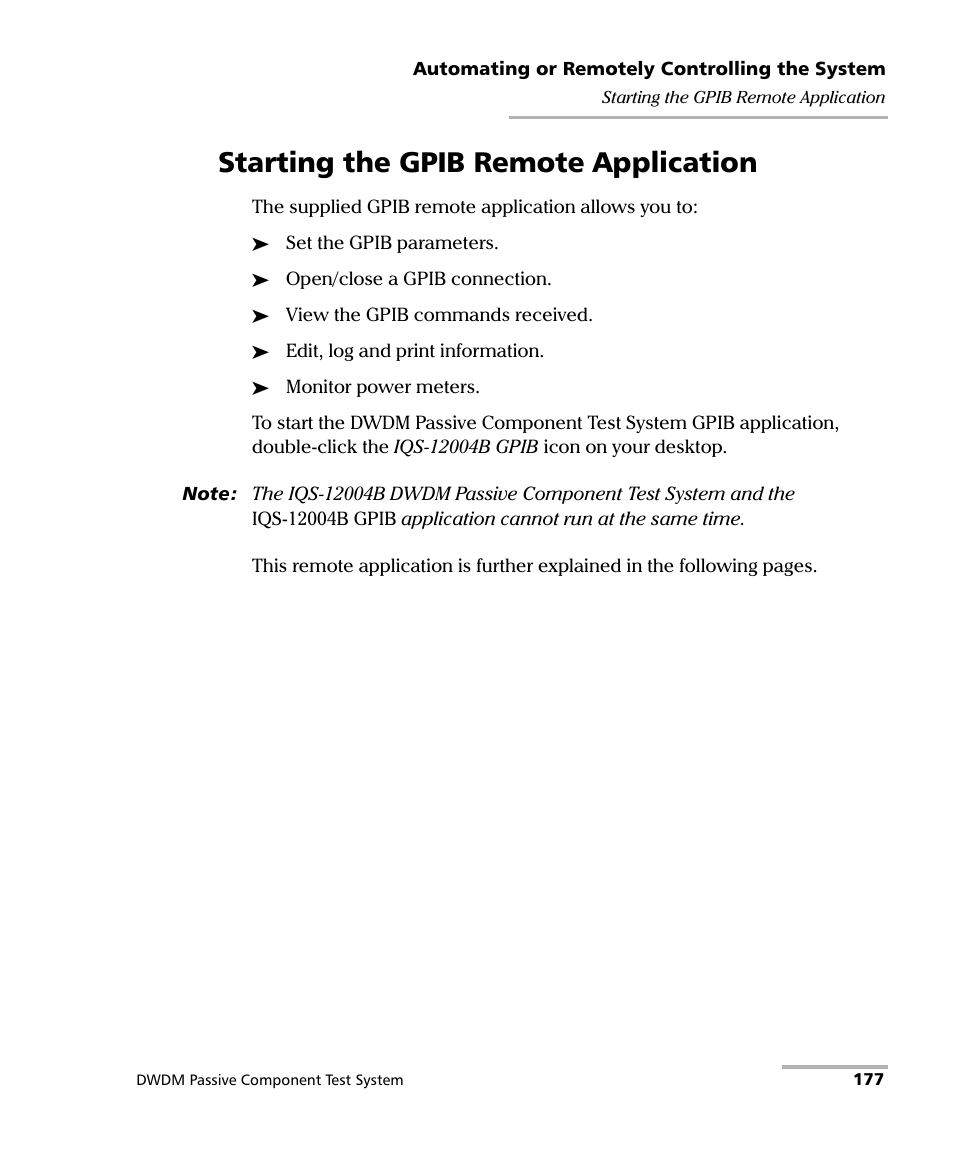 Starting the gpib remote application | EXFO IQS-12004B DWDM Passive Component Test System for IQS-500 User Manual | Page 189 / 437