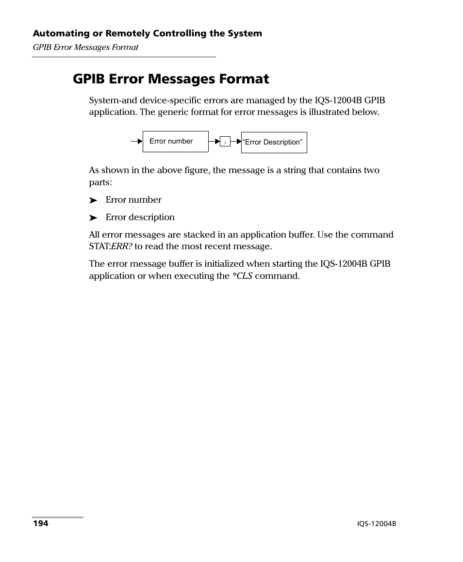 Gpib error messages format | EXFO IQS-12004B DWDM Passive Component Test System for IQS-500 User Manual | Page 206 / 437