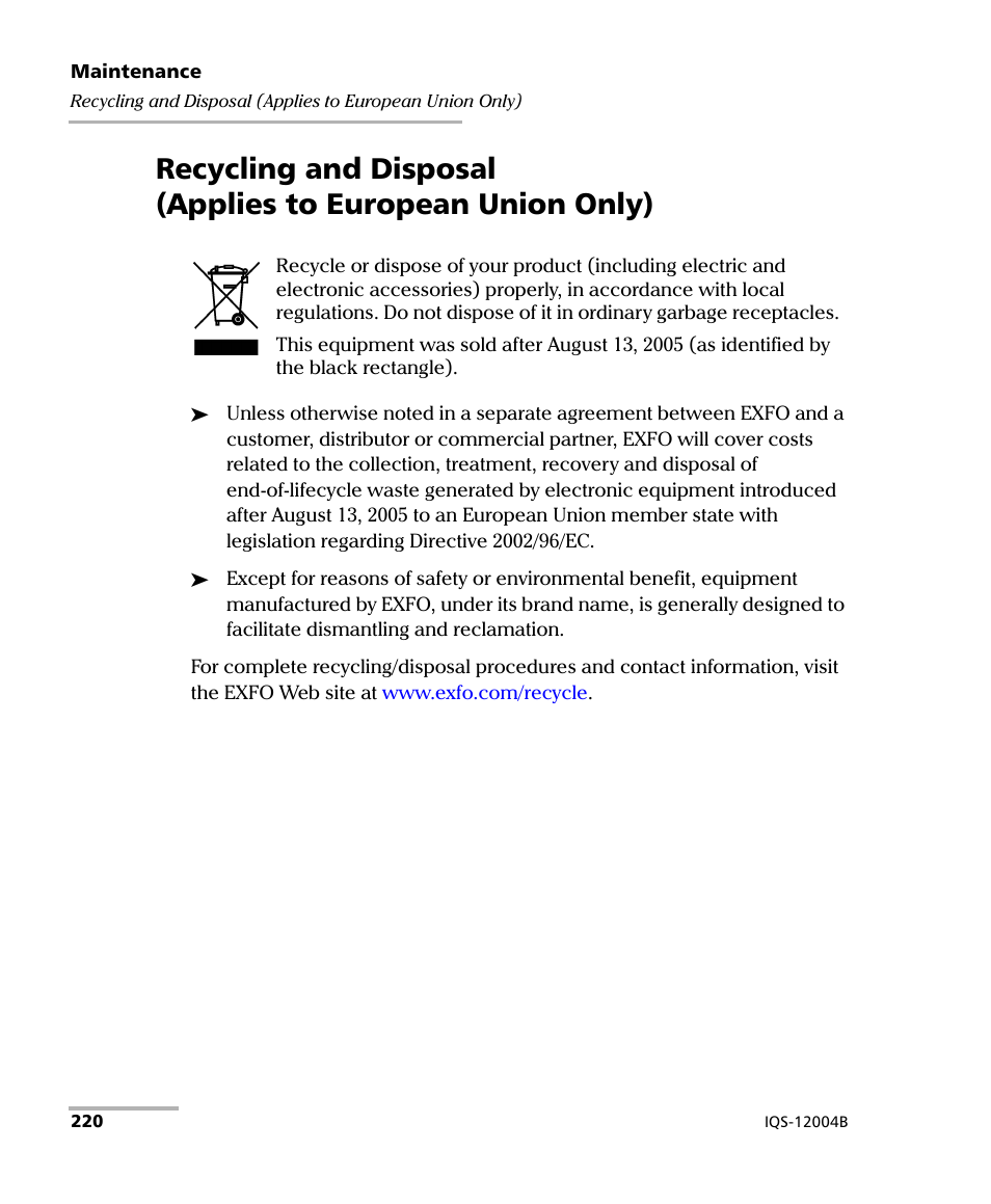 EXFO IQS-12004B DWDM Passive Component Test System for IQS-500 User Manual | Page 232 / 437