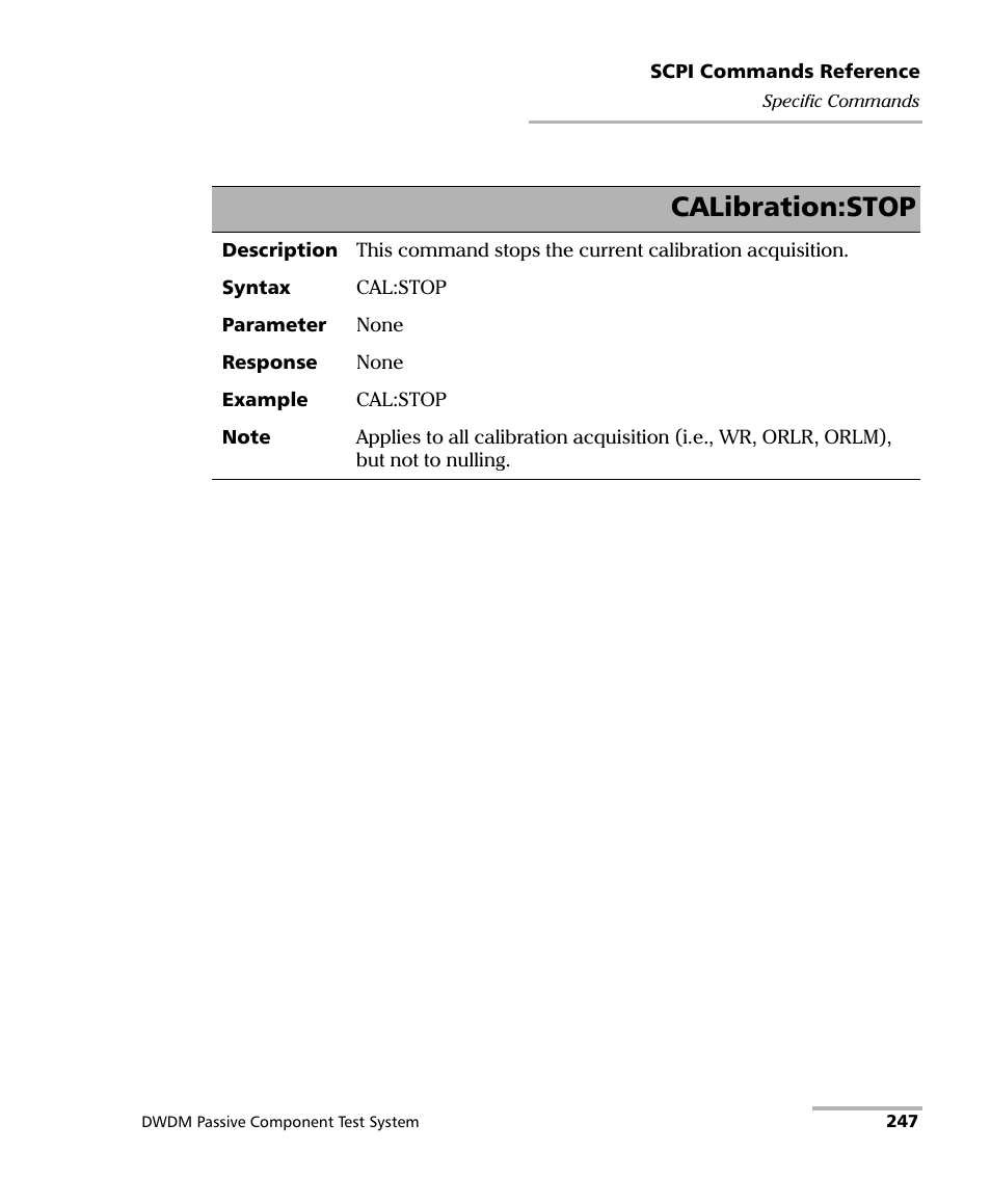 Calibration:stop | EXFO IQS-12004B DWDM Passive Component Test System for IQS-500 User Manual | Page 259 / 437