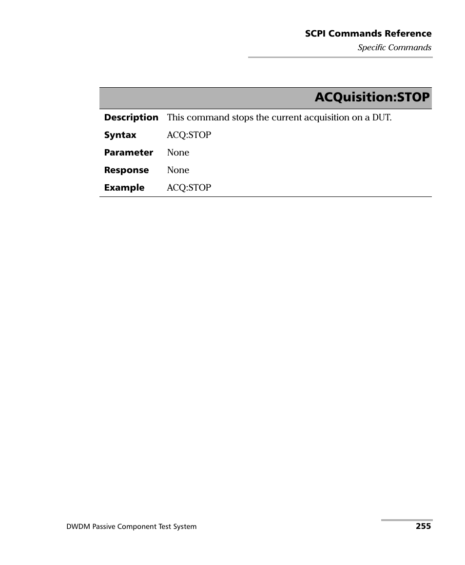 Acquisition:stop | EXFO IQS-12004B DWDM Passive Component Test System for IQS-500 User Manual | Page 267 / 437