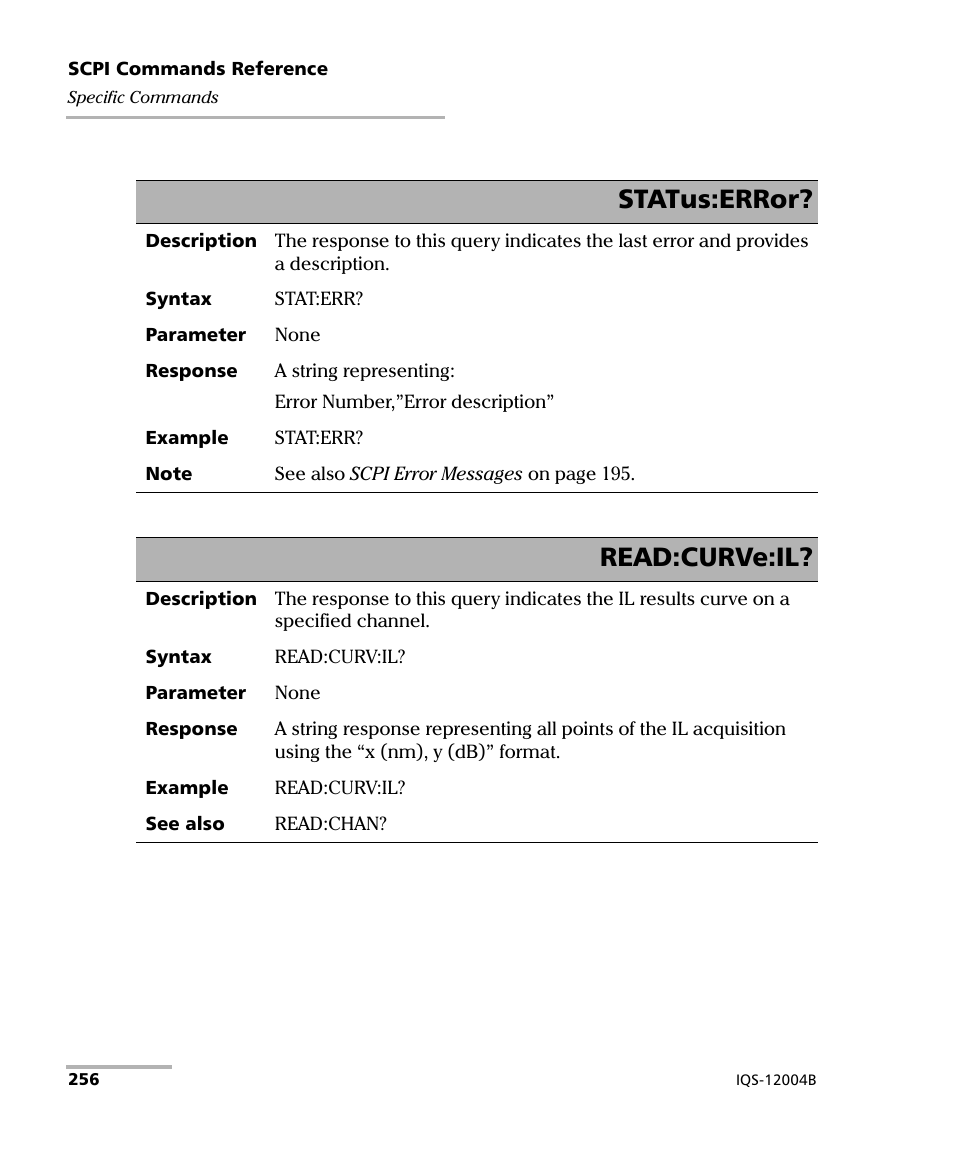 Status:error, Read:curve:il | EXFO IQS-12004B DWDM Passive Component Test System for IQS-500 User Manual | Page 268 / 437