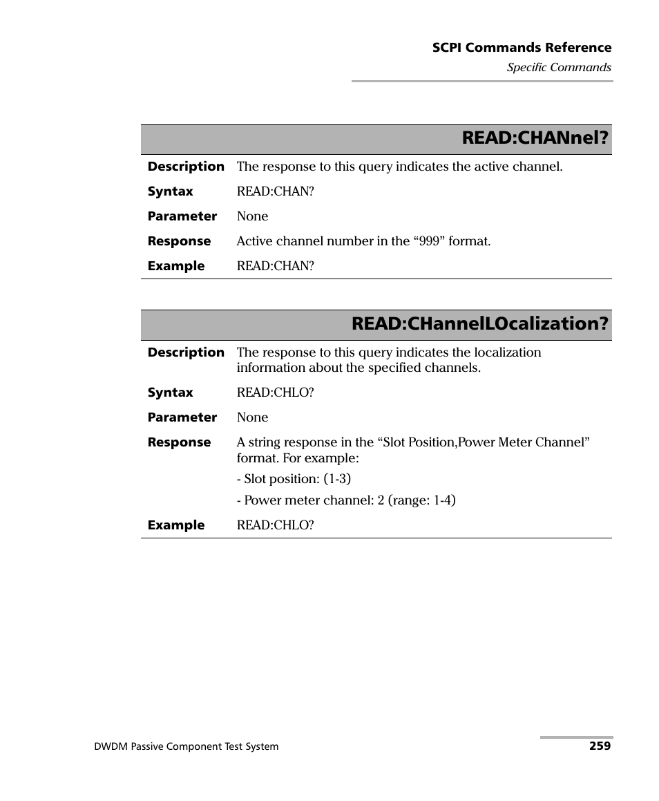 Read:channel, Read:channellocalization | EXFO IQS-12004B DWDM Passive Component Test System for IQS-500 User Manual | Page 271 / 437