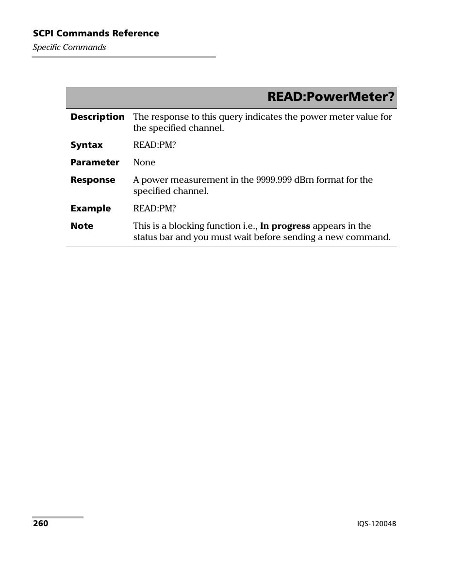 Read:powermeter | EXFO IQS-12004B DWDM Passive Component Test System for IQS-500 User Manual | Page 272 / 437
