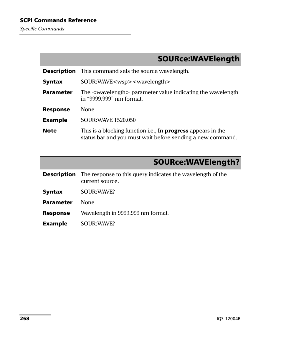 Source:wavelength | EXFO IQS-12004B DWDM Passive Component Test System for IQS-500 User Manual | Page 280 / 437