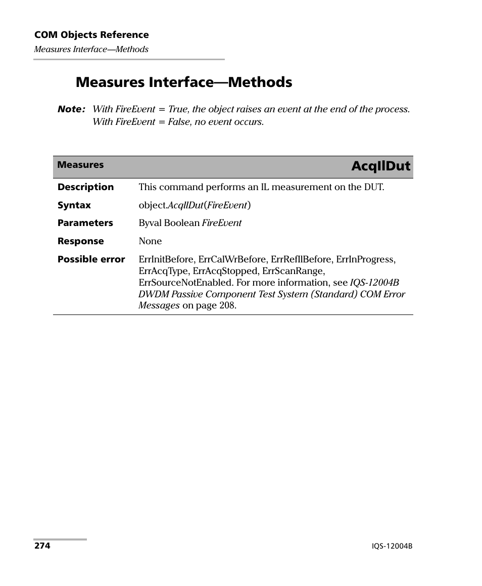 Measures interface-methods, Measures interface—methods, Ge 274) | Acqildut | EXFO IQS-12004B DWDM Passive Component Test System for IQS-500 User Manual | Page 286 / 437
