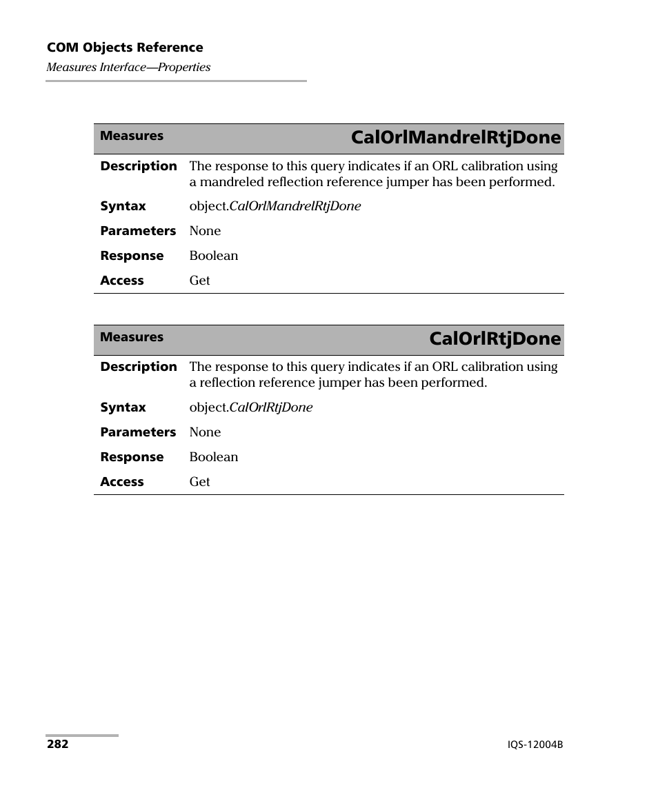 Calorlmandrelrtjdone, Calorlrtjdone | EXFO IQS-12004B DWDM Passive Component Test System for IQS-500 User Manual | Page 294 / 437
