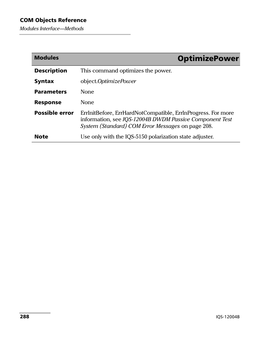 Optimizepower | EXFO IQS-12004B DWDM Passive Component Test System for IQS-500 User Manual | Page 300 / 437