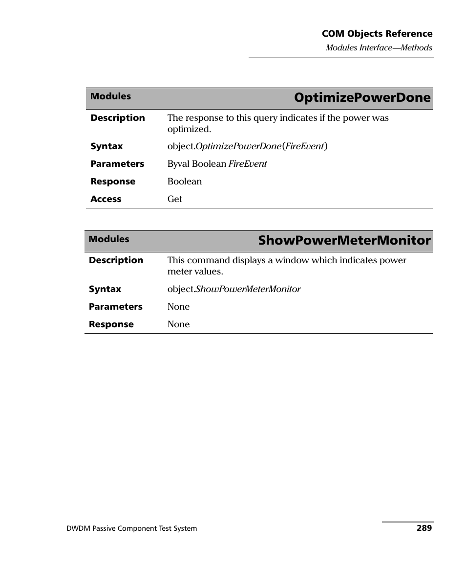 Optimizepowerdone, Showpowermetermonitor | EXFO IQS-12004B DWDM Passive Component Test System for IQS-500 User Manual | Page 301 / 437