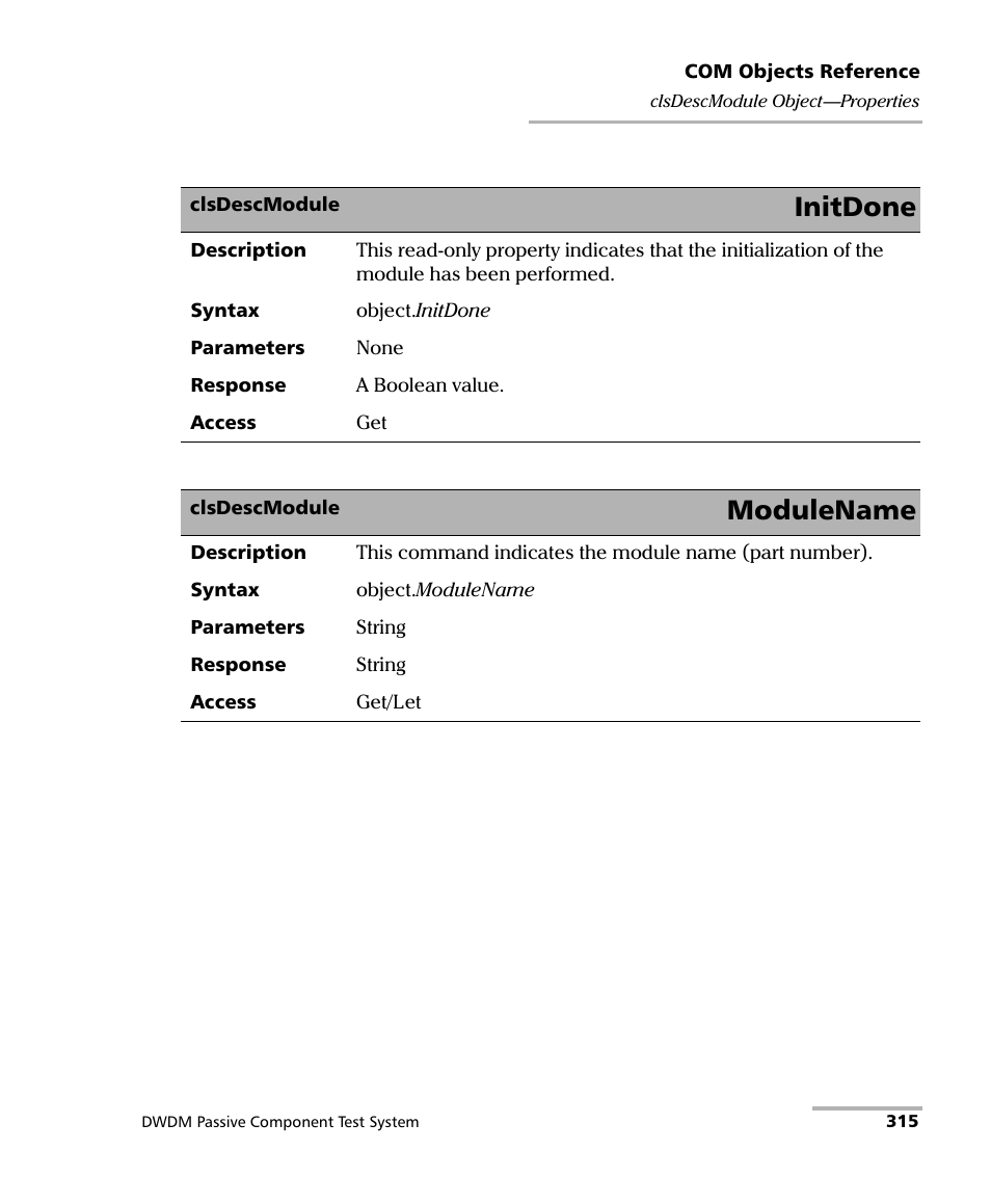 Initdone, Modulename | EXFO IQS-12004B DWDM Passive Component Test System for IQS-500 User Manual | Page 327 / 437