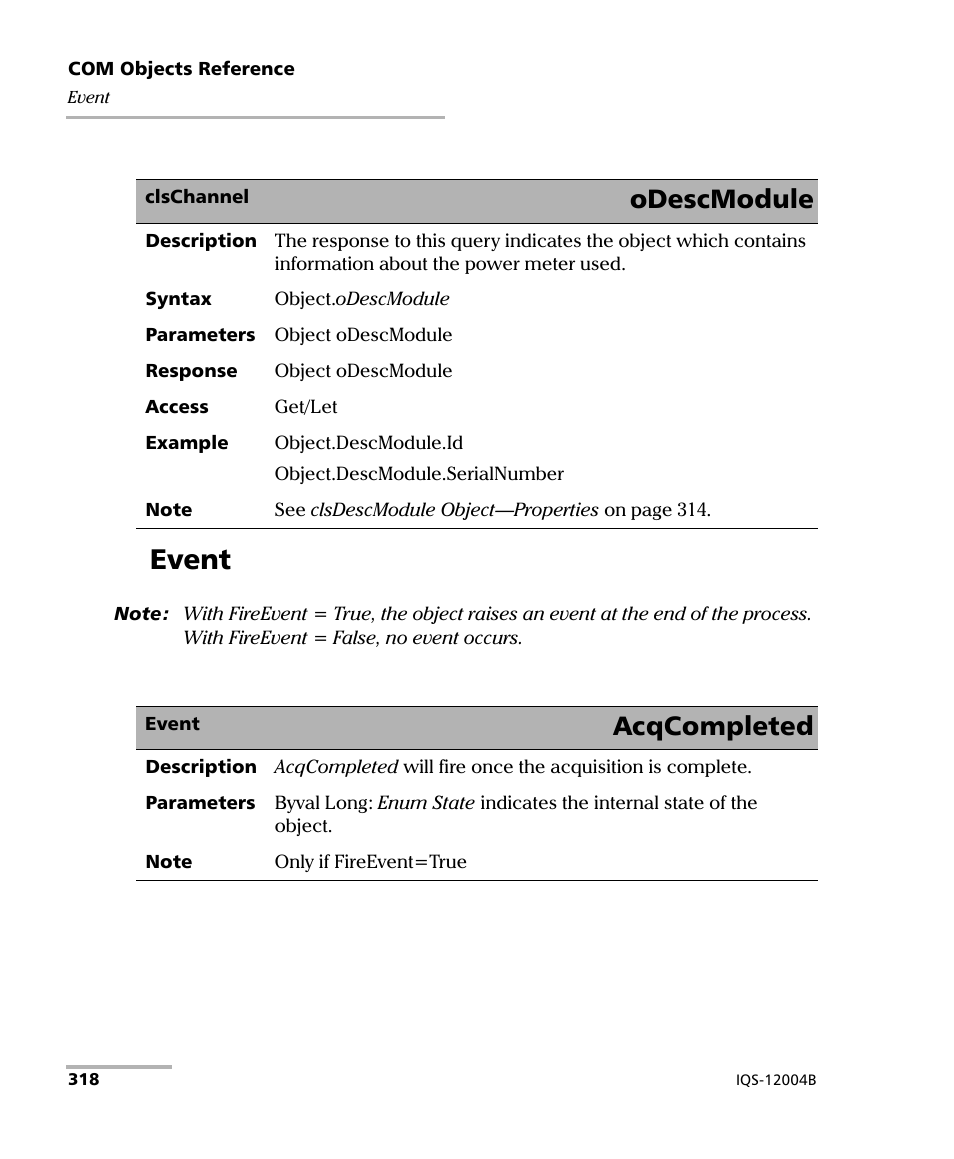 Event, Odescmodule, Acqcompleted | EXFO IQS-12004B DWDM Passive Component Test System for IQS-500 User Manual | Page 330 / 437