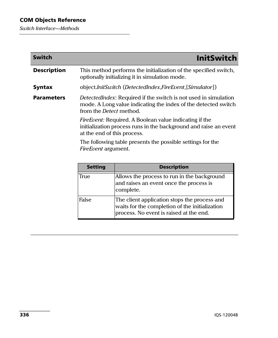 Initswitch | EXFO IQS-12004B DWDM Passive Component Test System for IQS-500 User Manual | Page 348 / 437