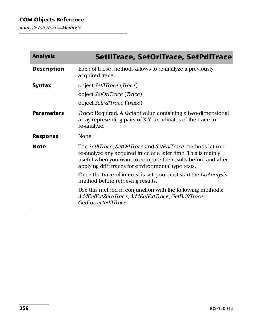 Setiltrace, setorltrace, setpdltrace | EXFO IQS-12004B DWDM Passive Component Test System for IQS-500 User Manual | Page 368 / 437