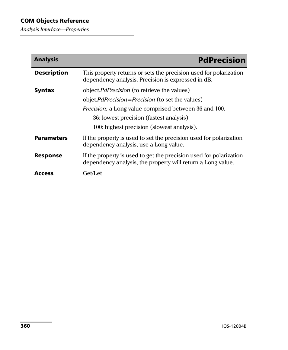 Pdprecision | EXFO IQS-12004B DWDM Passive Component Test System for IQS-500 User Manual | Page 372 / 437