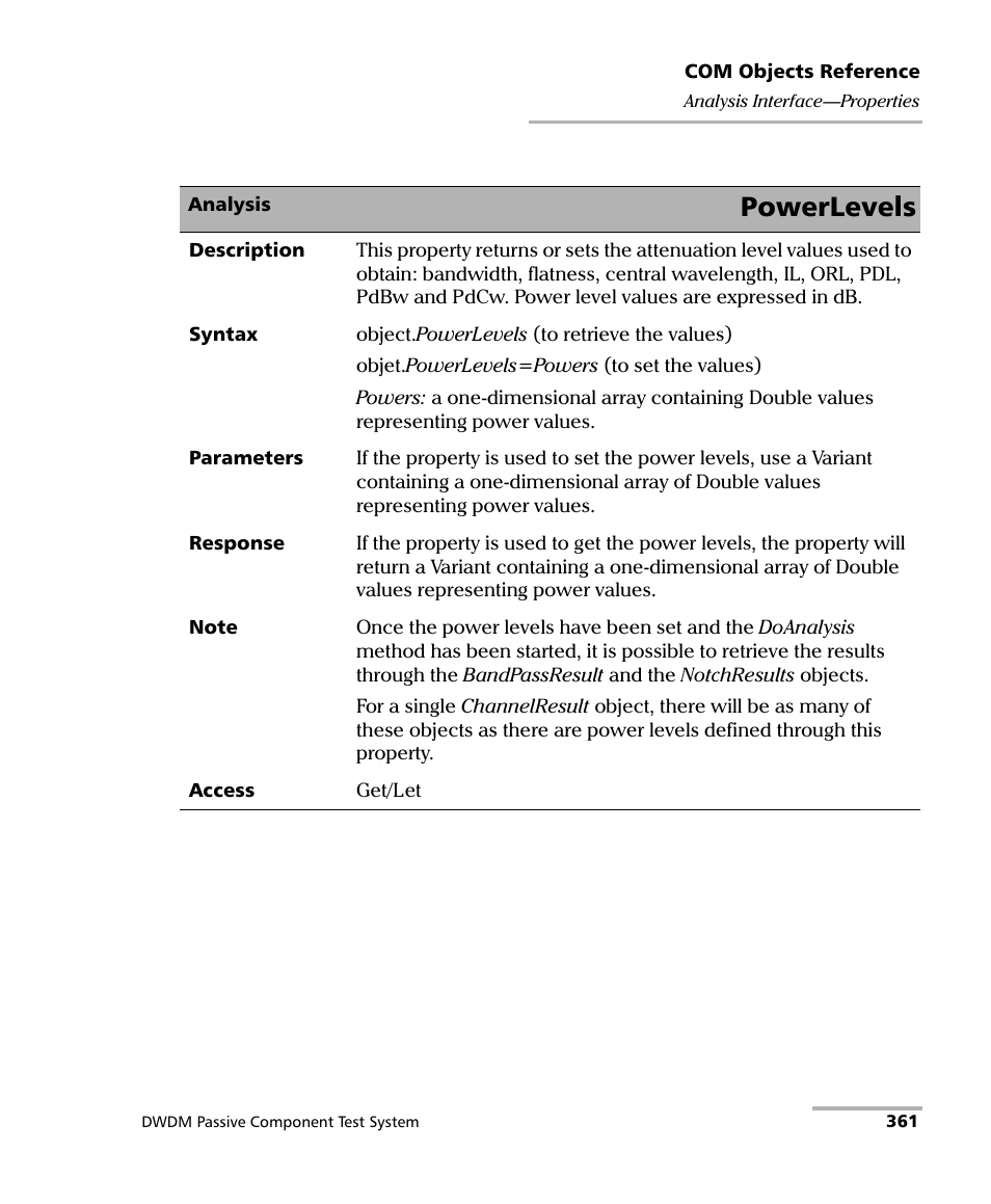 Powerlevels | EXFO IQS-12004B DWDM Passive Component Test System for IQS-500 User Manual | Page 373 / 437