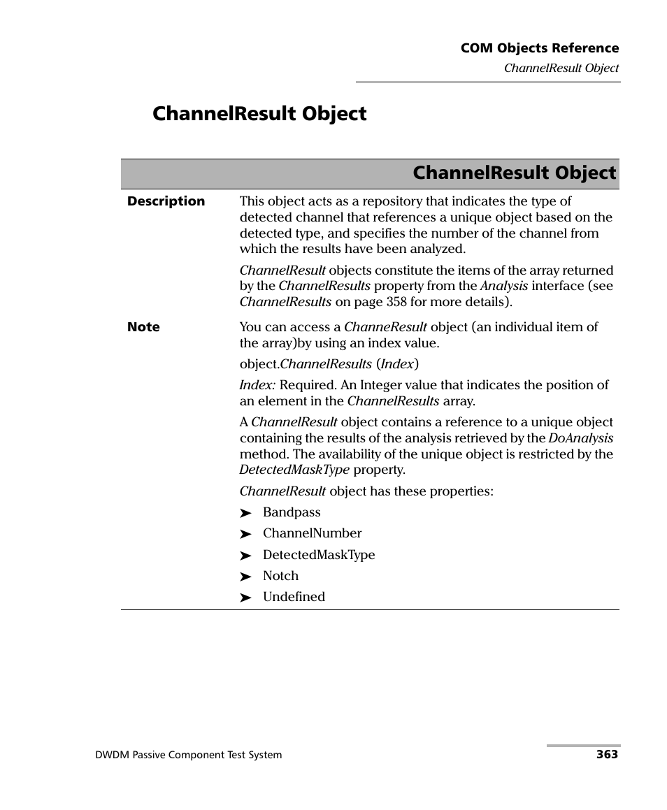 Channelresult object | EXFO IQS-12004B DWDM Passive Component Test System for IQS-500 User Manual | Page 375 / 437