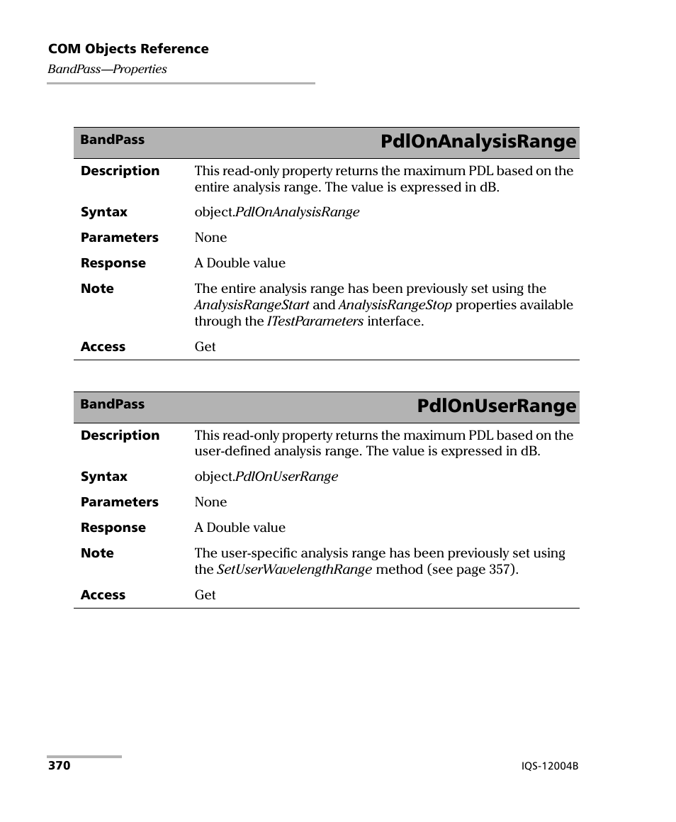Pdlonanalysisrange, Pdlonuserrange | EXFO IQS-12004B DWDM Passive Component Test System for IQS-500 User Manual | Page 382 / 437