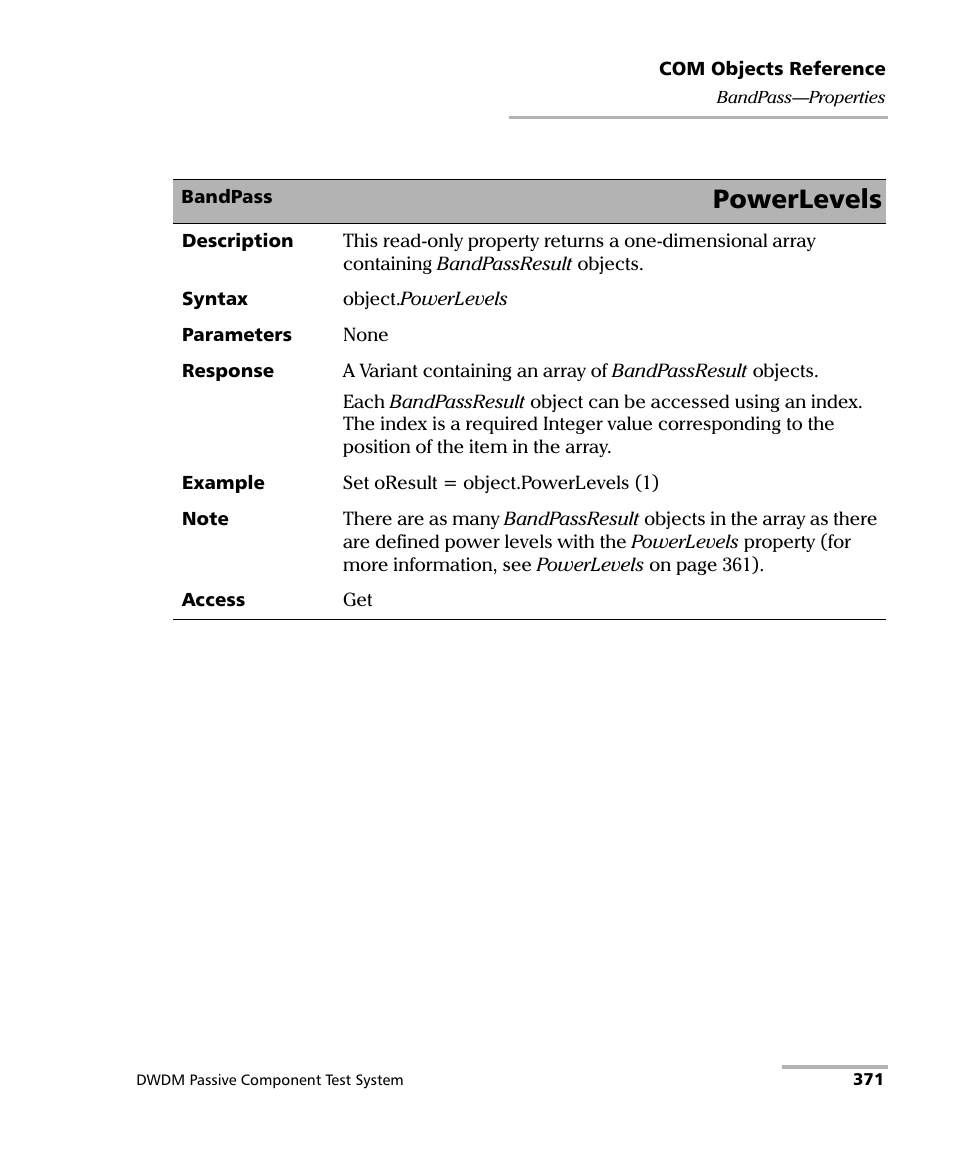 Powerlevels | EXFO IQS-12004B DWDM Passive Component Test System for IQS-500 User Manual | Page 383 / 437