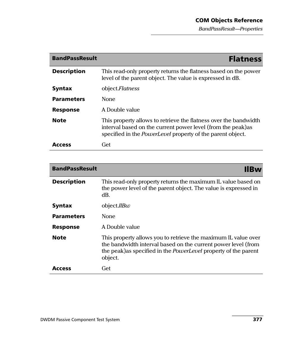 Flatness, Ilbw | EXFO IQS-12004B DWDM Passive Component Test System for IQS-500 User Manual | Page 389 / 437